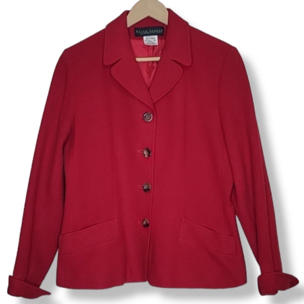 Harve Benard Wool Cashmere Blend Red Blazer, Size 10